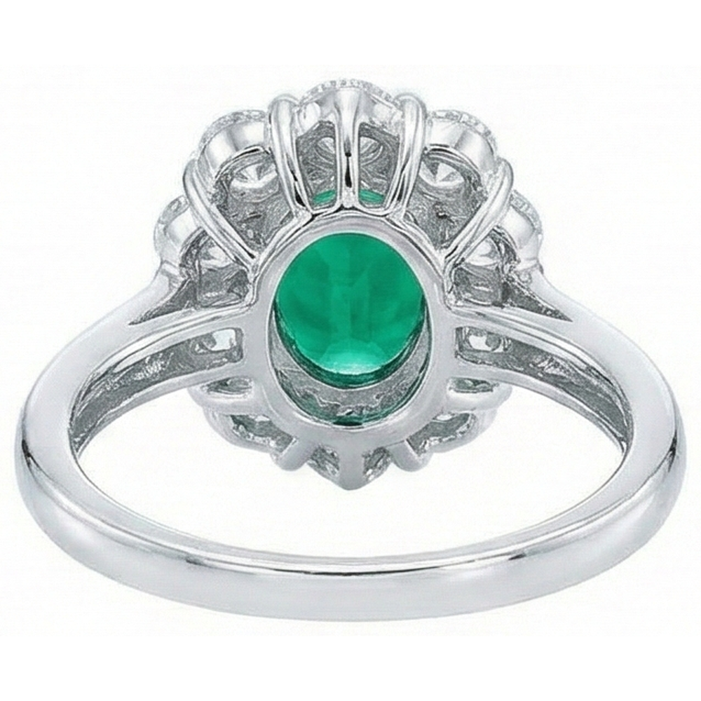 Engagement Ring Oval Cut Green Emerald GIA With Natural Earth Mined Diamond Gold White 14K 6.5 Carats