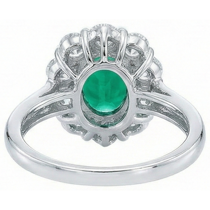Engagement Ring Oval Cut Green Emerald GIA With Natural Earth Mined Diamond Gold White 14K 6.5 Carats