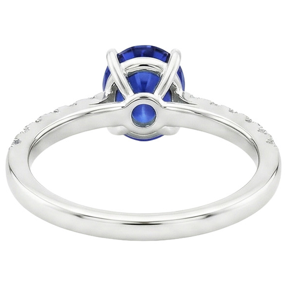 Engagement Ring Oval Sri Lankan Sapphire & Natural Earth Mined Diamond Accents 4.25 Carats