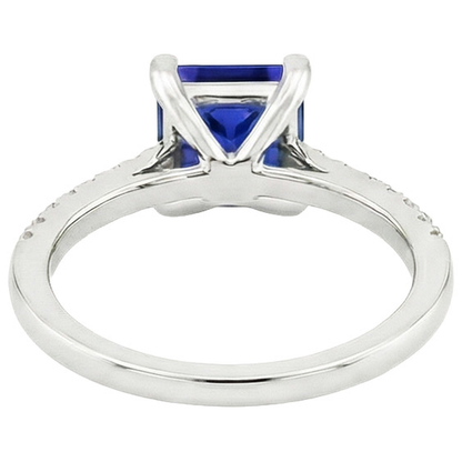 Engagement Ring Princess Ceylon Sapphire and Natural Earth Mined Diamond 5.25 Carat