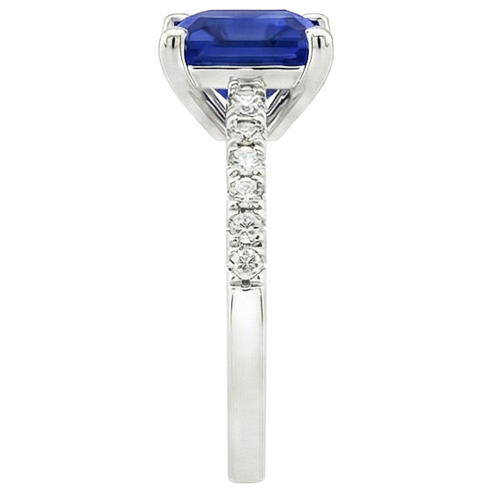 Engagement Ring Princess Ceylon Sapphire and Natural Earth Mined Diamond 5.25 Carat