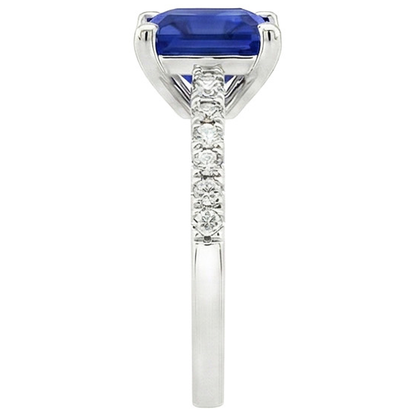 Engagement Ring Princess Ceylon Sapphire and Natural Earth Mined Diamond 5.25 Carat