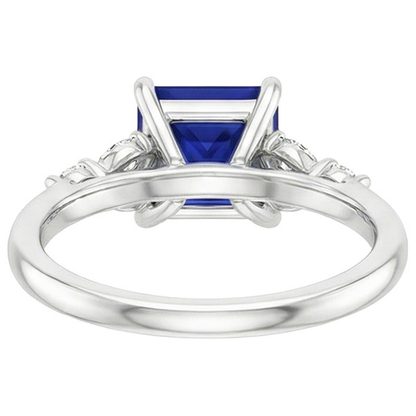 Engagement Ring Princess Cut Ceylon Sapphire and Natural Earth Mined Diamond 5.5 Carat