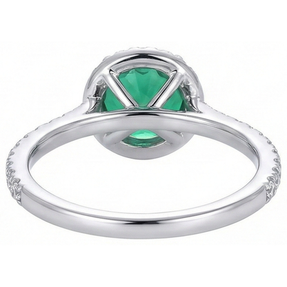 Engagement Ring Round Cut Green Emerald GIA Natural Earth Mined Diamond White Gold 14K 5 Ct