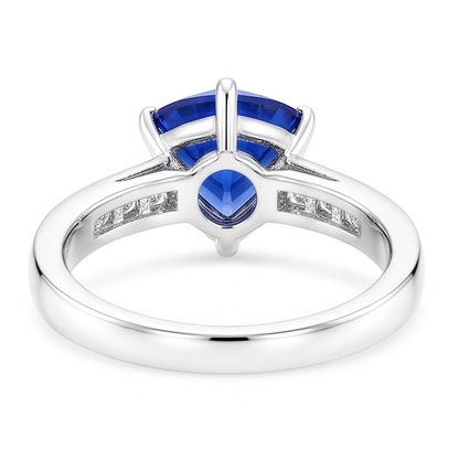 Engagement Ring Trillion Cut Sapphire 2.50 Carats Channel Set Natural Earth Mined Diamonds