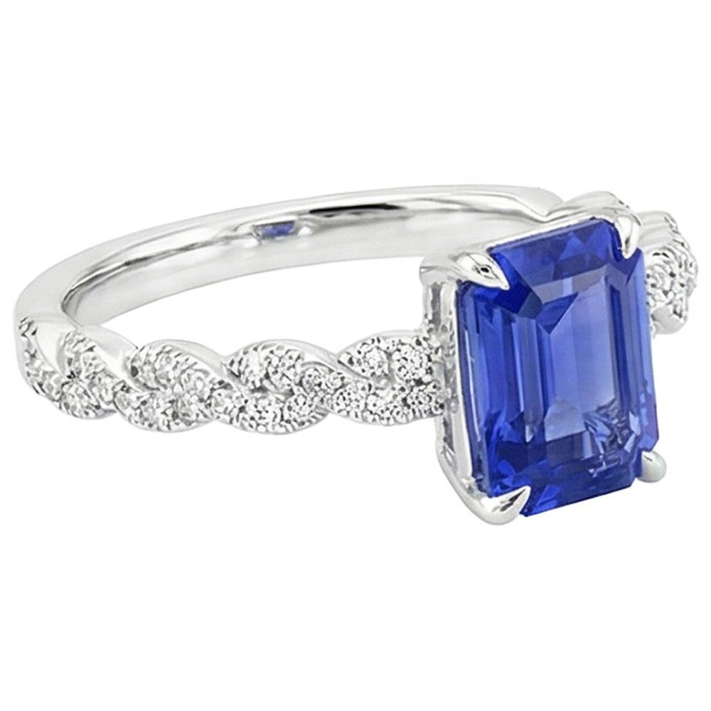 natural emerald sapphire 4.50ct ring top view