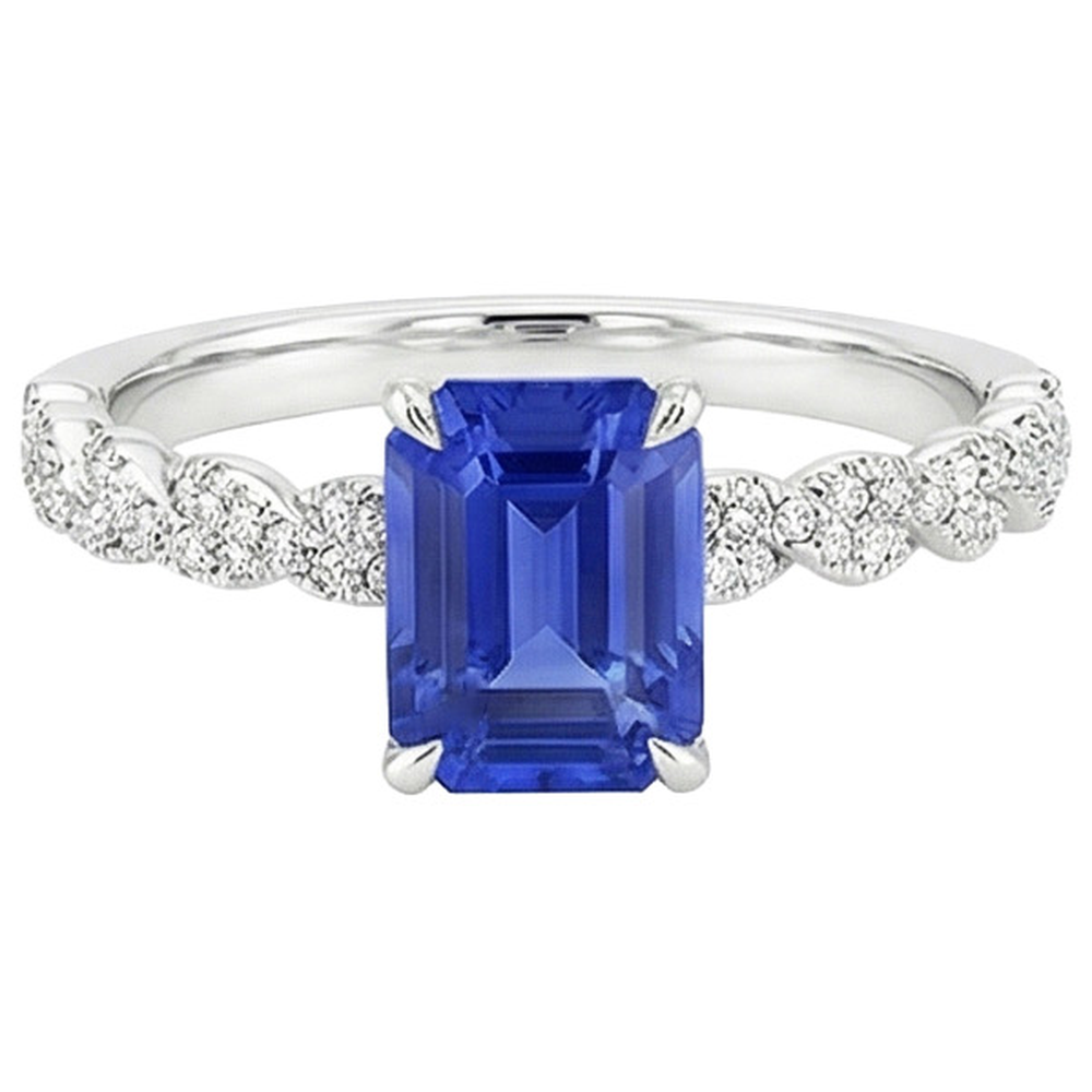 natural emerald sapphire 4.50ct ring close up detail