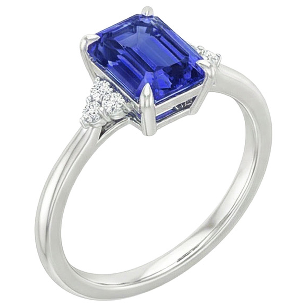 Engagement Ring With Accents Ceylon Sapphire & Natural Earth Mined Diamond 3.50 Carats