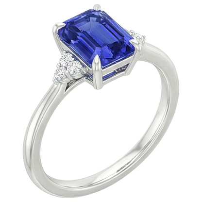 Engagement Ring With Accents Ceylon Sapphire & Natural Earth Mined Diamond 3.50 Carats