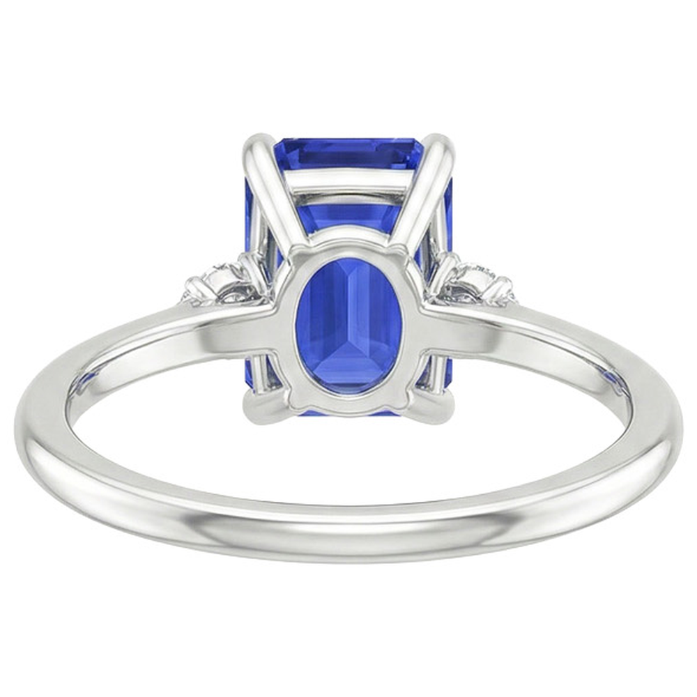 Engagement Ring With Accents Ceylon Sapphire & Natural Earth Mined Diamond 3.50 Carats