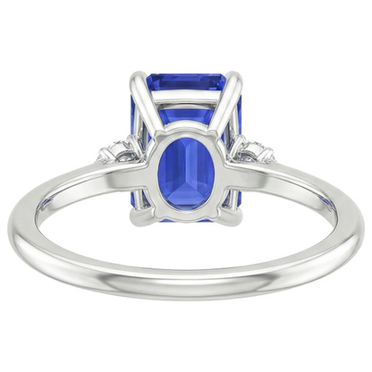 Engagement Ring With Accents Ceylon Sapphire & Natural Earth Mined Diamond 3.50 Carats