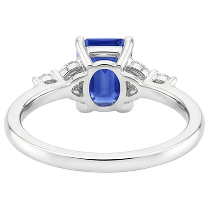 Engagement Ring With Accents Emerald Blue Sapphire & Natural Earth Mined Diamond 4 Carats