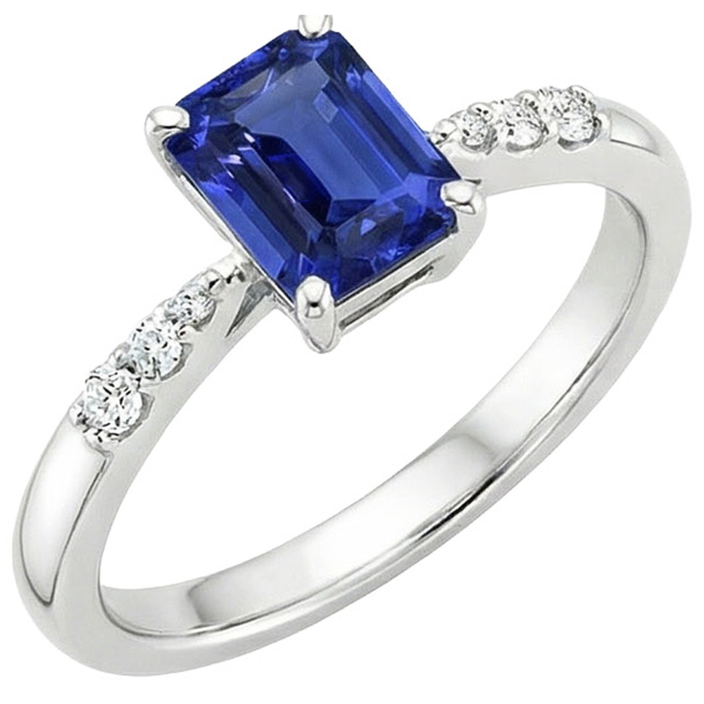 Engagement Ring with Accents Ceylon Sapphire & Natural Earth Mined Diamond 3.50 Carats