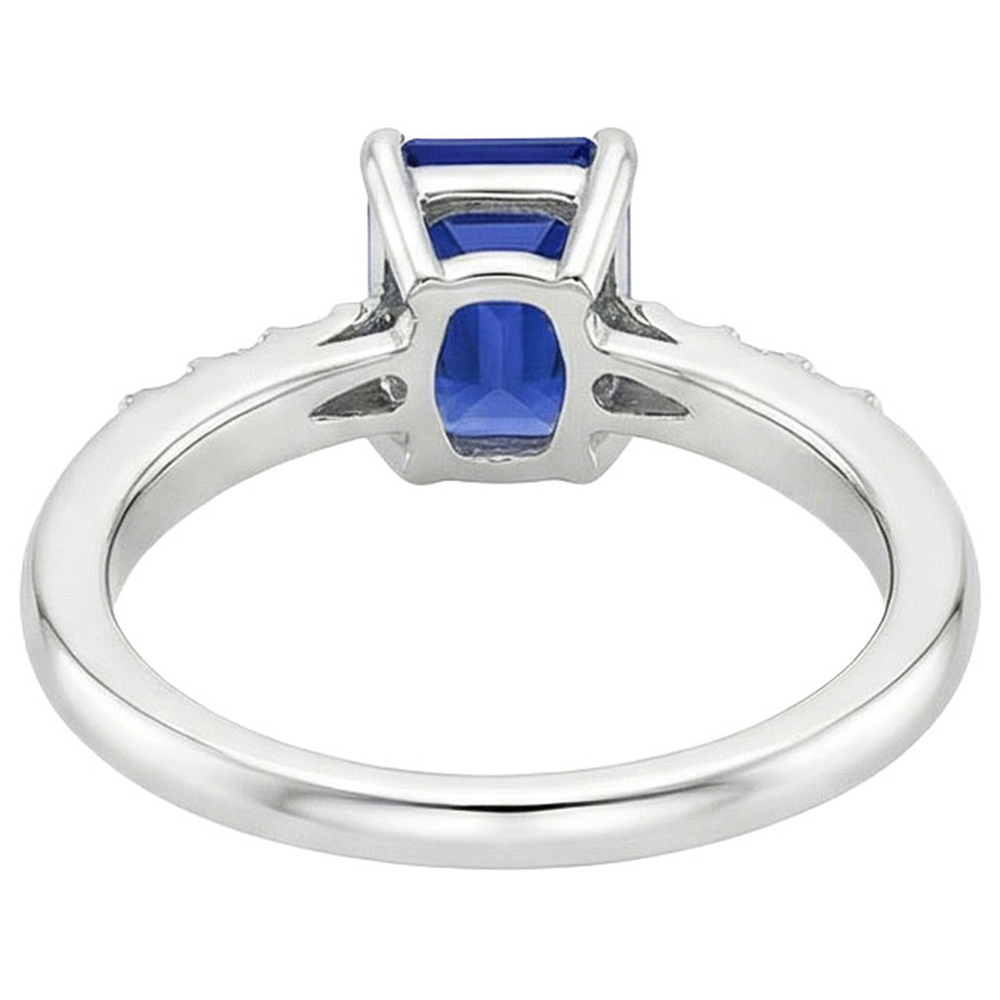 Engagement Ring with Accents Ceylon Sapphire & Natural Earth Mined Diamond 3.50 Carats