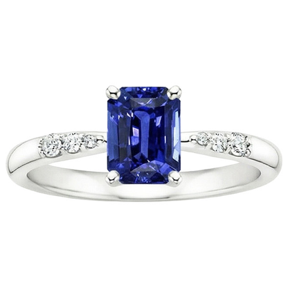 Engagement Ring with Accents Ceylon Sapphire & Natural Earth Mined Diamond 3.50 Carats
