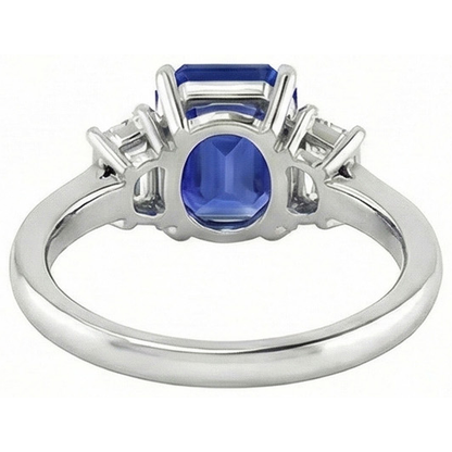 Natural Real ( Not Lab Grown )  Engagement Three Stone Ring Emerald Sri Lankan Sapphire 2.50 Carats