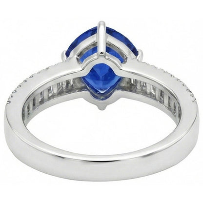 Engagement Ring Gemstone Blue Sapphire & Natural Earth Mined Diamonds 4 Carats New