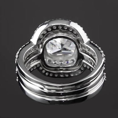 Engagement Anniversary Ring Set 5 Carats Cushion Cut White Gold 14K Natural Earth Mined Diamond