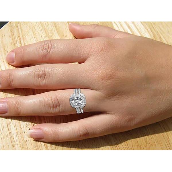 Engagement Anniversary Ring Set 5 Carats Cushion Cut White Gold 14K Natural Earth Mined Diamond