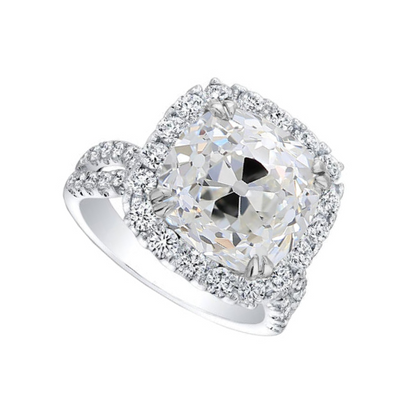 Engagement Halo Ring Old Cut Cushion Lab Grown Diamond 8.3 Carats