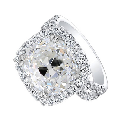 Engagement Halo Ring Old Cut Cushion Lab Grown Diamond 8.3 Carats