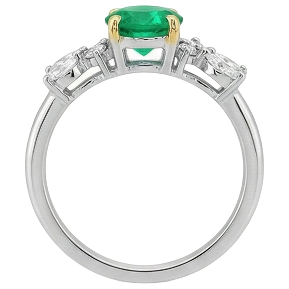 Natural Real ( Not Lab Grown ) Everyday Gemstone Ring Green Emerald GIA Diamond Jewelry
