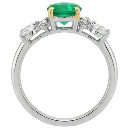 Natural Real ( Not Lab Grown ) Everyday Gemstone Ring Green Emerald GIA Diamond Jewelry