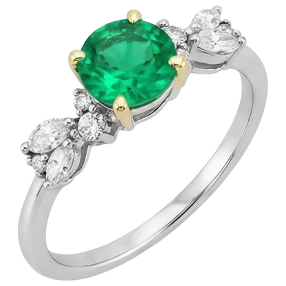 Natural Real ( Not Lab Grown ) Everyday Gemstone Ring Green Emerald GIA Diamond Jewelry