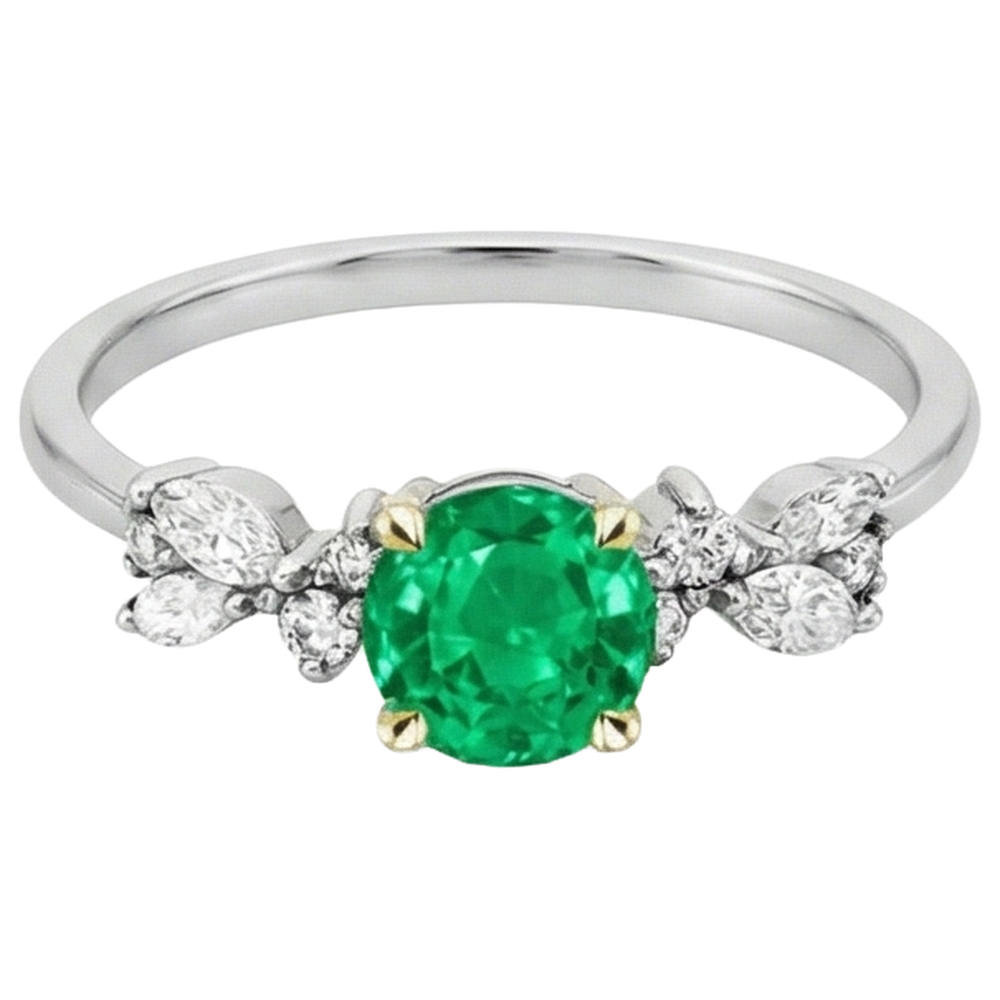 Natural Real ( Not Lab Grown ) Everyday Gemstone Ring Green Emerald GIA Diamond Jewelry