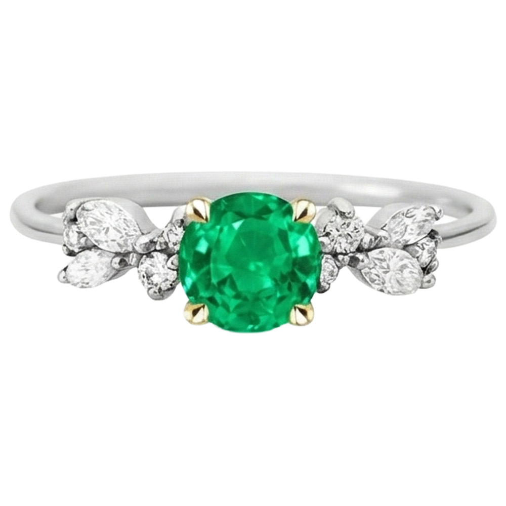 Natural Real ( Not Lab Grown ) Everyday Gemstone Ring Green Emerald GIA Diamond Jewelry
