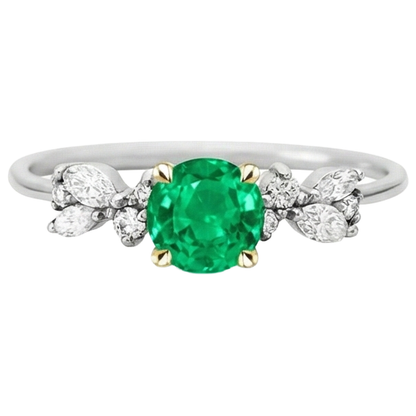 Natural Real ( Not Lab Grown ) Everyday Gemstone Ring Green Emerald GIA Diamond Jewelry