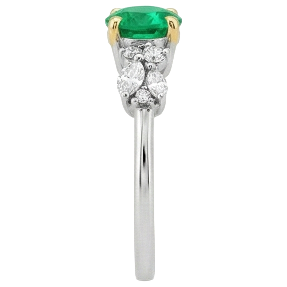 Natural Real ( Not Lab Grown ) Everyday Gemstone Ring Green Emerald GIA Diamond Jewelry
