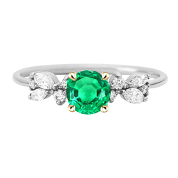 Everyday Gemstone Ring Green Emerald Diamond Jewelry