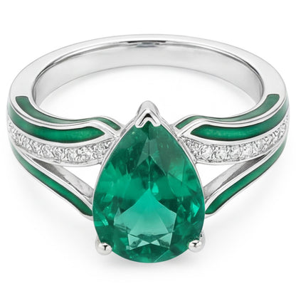 Exquisite Fine Emerald Gemstone Ring 2.50 ct – 14K White Gold by