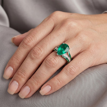 Exquisite Fine Emerald Gemstone Ring 2.50 ct – 14K White Gold by