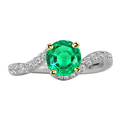 Fancy Green Emerald Diamond Ring Twisted Shank Jewelry