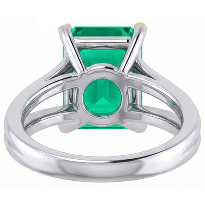 Natural Real ( Not Lab Grown ) Fancy Green Emerald GIA Solitaire Ring Two Tone