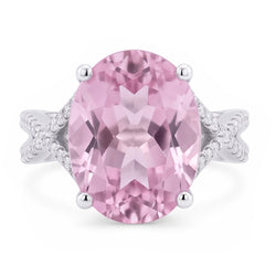 Fancy Pink Kunzite Natural Earth Mined Diamond Ring Lady Gold Jewelry 14.50 Carats