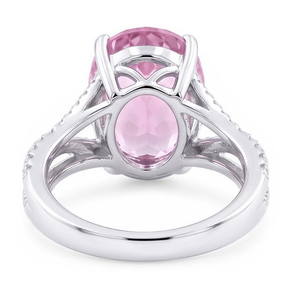 Fancy Pink Kunzite Natural Earth Mined Diamond Ring Lady Gold Jewelry 14.50 Carats