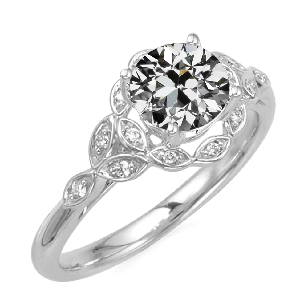 Fancy Old Miner Diamond Wedding Ring Jewelry Gold 4 Carats