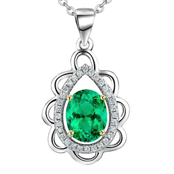 Natural Real ( Not Lab Grown ) Fashionable Pear Shape Pendant Oval Green Emerald GIA Gemstone