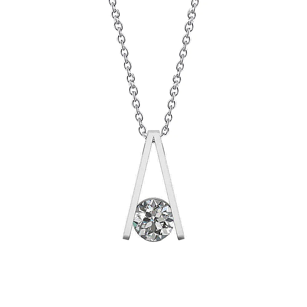 Fashionable 1 Carat Round Natural Diamond Pendant