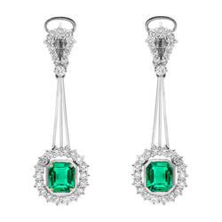 Natural Emerald Earring 1.50ct - Two Tone 14K Gold
