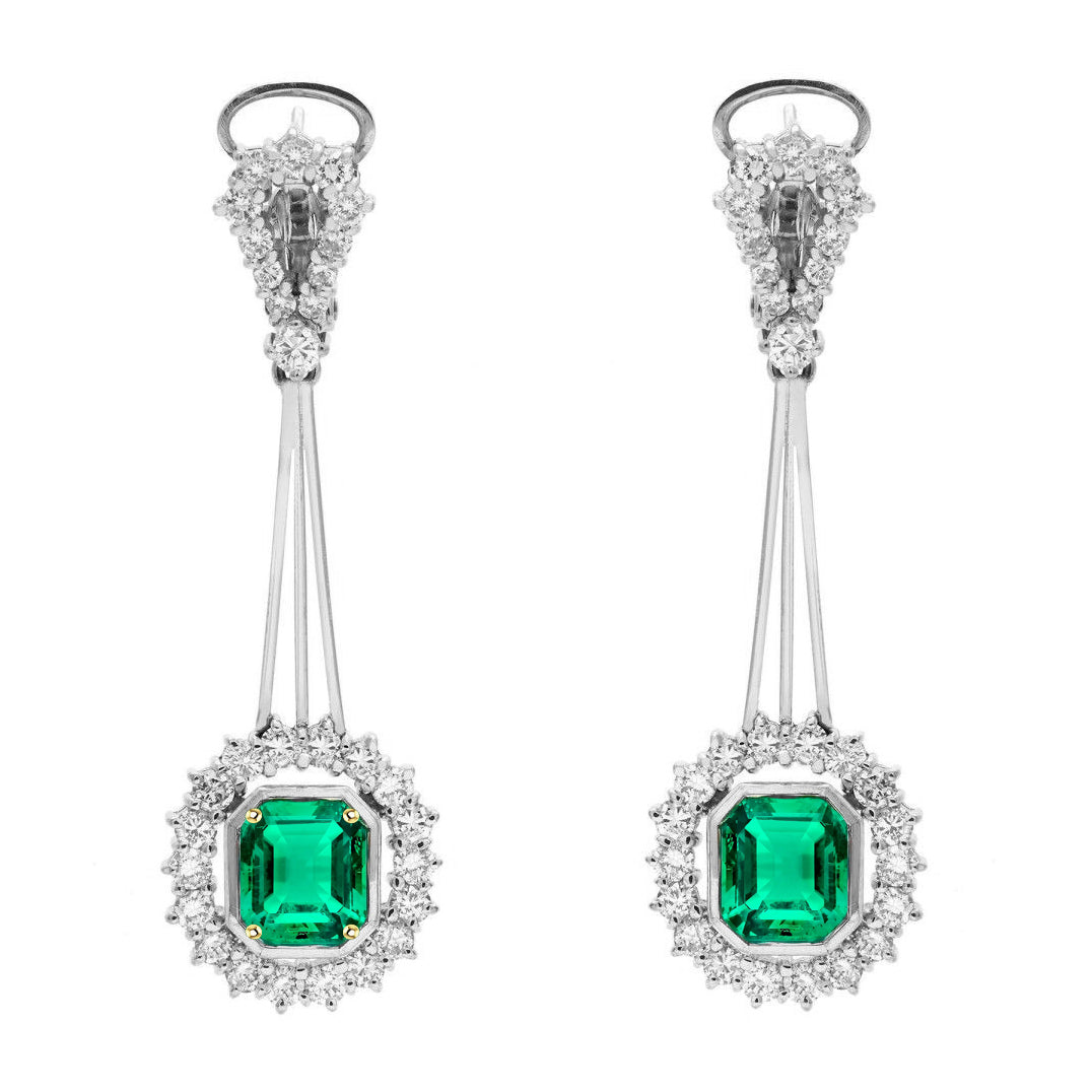 natural emerald emerald 1.50ct earring front view