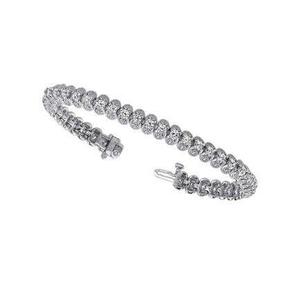 Filigree Round Cut 6.30 Carats Lab Grown Diamonds Bracelet White Gold 10K