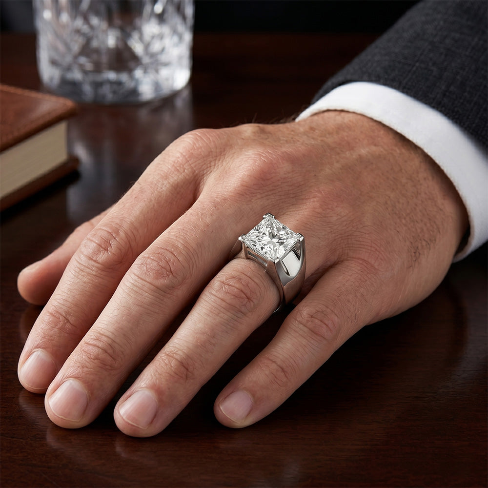 Fine Diamond IGI Certified Men's Ring 3 ct in 14 Karat White Gold