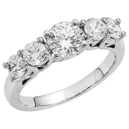 Five Stone Natural Earth Mined Diamond Engagement Ring 2 Carats White Gold 14K