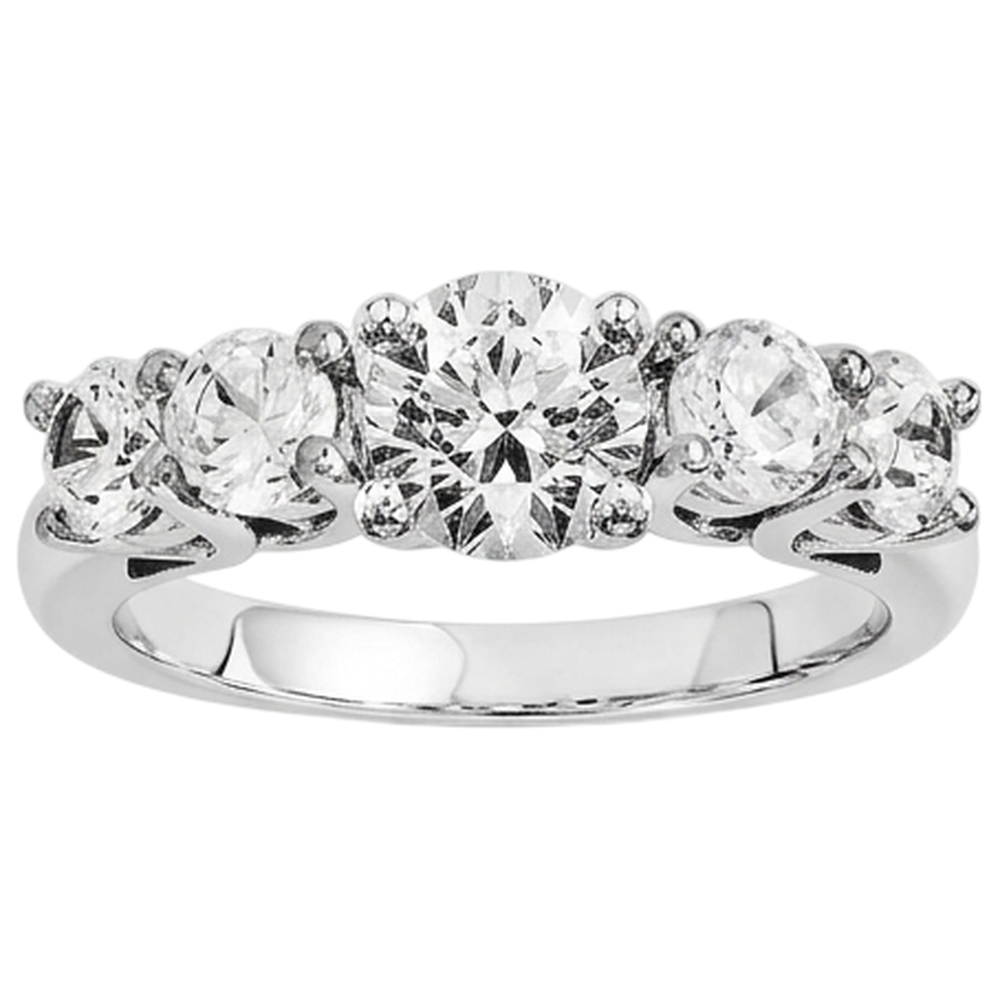 Five Stone Natural Earth Mined Diamond Engagement Ring 2 Carats White Gold 14K