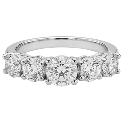 Five Stone Natural Earth Mined Diamond Engagement Ring 2 Carats White Gold 14K