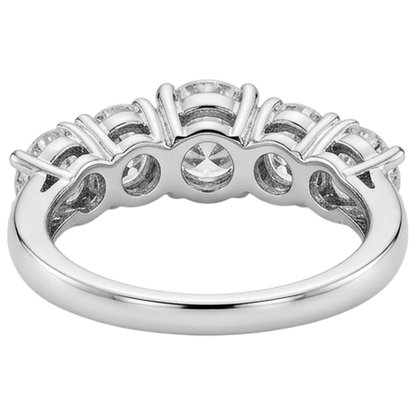 Five Stone Natural Earth Mined Diamond Engagement Ring 2 Carats White Gold 14K